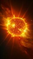 Hyper-realistic image of the sun's surface showcasing the raw power of erupting solar flares AI Generative photo