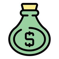 Money bag cash back icon vector flat