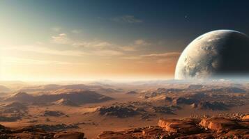 A profound view of Earth as seen from Mars beautifully encapsulating the vastness of our cosmic scale AI Generative photo
