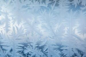 Frost Patterns on a Window Depicting Ice Crystals, Conveying a Winter Feel, Perfect for Holiday Greetings AI Generative photo