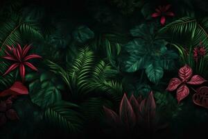 Exotic tropical leaves background. Generative AI photo