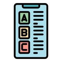 Abc phone quiz icon vector flat