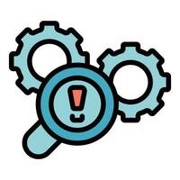 Defective gear system icon vector flat