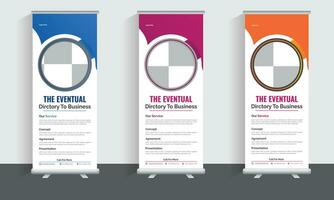 Business Roll Up Banner stand. Presentation concept. Abstract modern roll up background. Vertical roll up template billboard, banner stand or flag design layout. Poster for conference, forum, shop vector