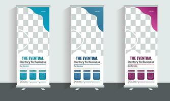 Business Roll Up Banner stand. Presentation concept. Abstract modern roll up background. Vertical roll up template billboard, banner stand or flag design layout. Poster for conference, forum, shop vector