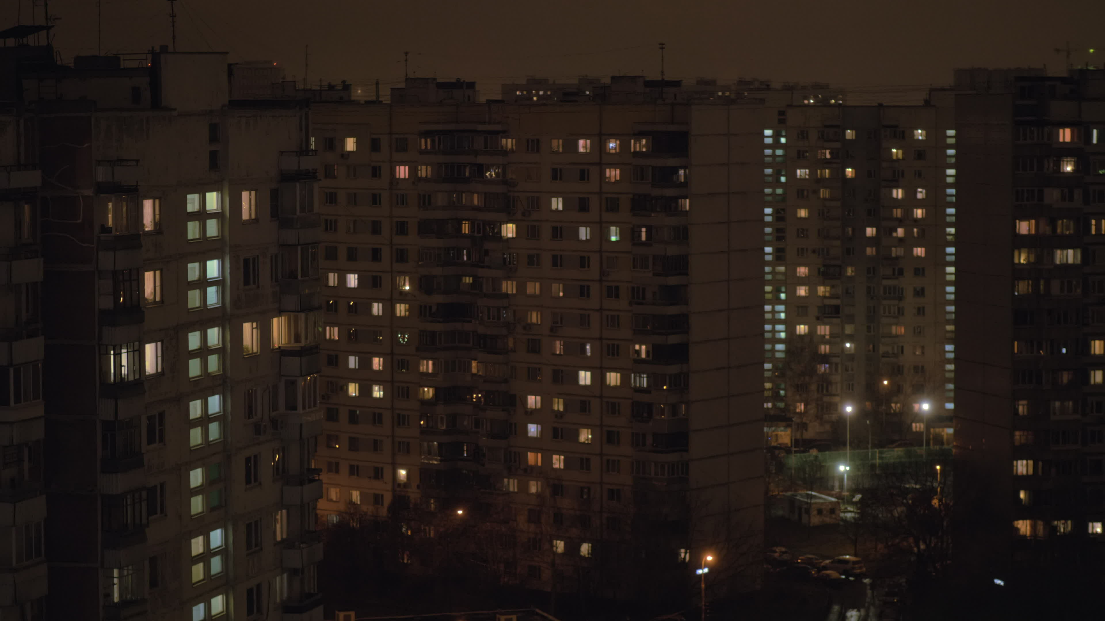 Highrise blocks of flats at night Moscow, Russia 28719277 Stock Video ...