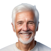 a gray older man with white hair and a smile png