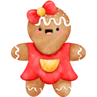 Pão de gengibre, Natal biscoito, biscoitos, ilustração aguarela png