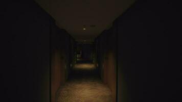 A steadicam shot of a dark hotel hallway video