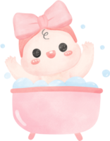 Baby shower girl in bathtub watercolor png