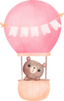 baby douche beer, teddy beer meisje in heet ballon png