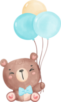 Cute teddy bear boy with balloons png