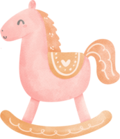 cute  baby shower girl pink rocking horse toy png