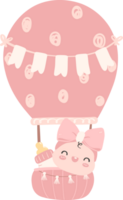 bébé douche fille, nouveau née bébé dans rose chaud air ballon png