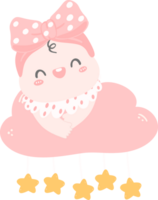 Cute baby girl happy on pink cloud png