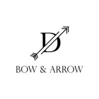 D letter logo bow and arrow hunter symbol vector