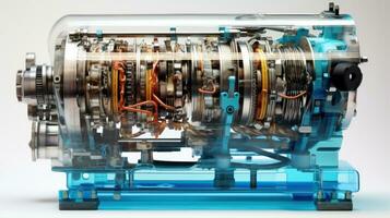 Cross-section of a car engine with traces of oil photo