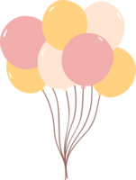 mignonne anniversaire des ballons bouquet griffonnage plat conception illustration png