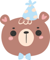 baby shower bear boy teddy with birthday party hat png