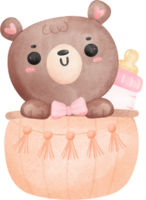bebé ducha oso niña en cesta png
