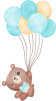 Cute baby shower bear boy with balloons png