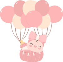 bébé douche fille, nouveau née bébé dans rose chaud air ballon png