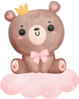 bebé ducha oso, linda osito de peluche oso niña en nube png