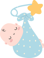 Baby shower boy, newborn baby in blanket png