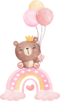 Baby shower bear, Cute teddy bear girl on rainbow png