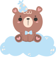 Baby shower bear boy on cloud png