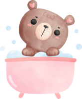 baby shower bear girl in bathtub png
