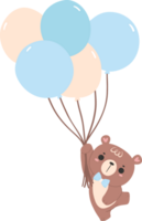 Baby shower bear boy with balloons png