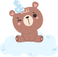 Baby shower bear boy on cloud png