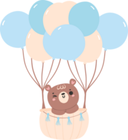 bébé douche ours garçon dans bleu chaud air ballon png
