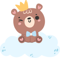 Baby shower bear boy on cloud png