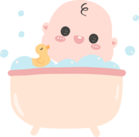 Baby shower boy, newborn baby in bathtub png