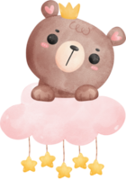 Baby shower bear, Cute teddy bear girl on cloud png