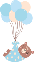 Baby shower bear boy newborn baby in blanket with balloons png