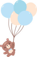 Baby shower bear boy with balloons png