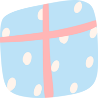 Cute birthday blue gif box doodle flat design illustration png