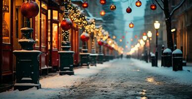 noche Nevado Navidad Italia, nuevo año día festivo, borroso antecedentes - ai generado imagen foto