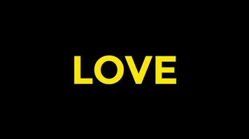 Love letters video animation. Love the kinetic text animated on the black and yellow screen. Animated text.