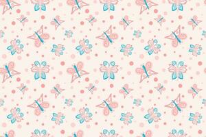 This delicate pink seamless pattern with graceful butterflies is perfect for various projects, including textiles, packaging, web design, and more,to infuse a touch of elegance and femininity. vector