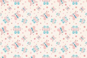 This delicate pink seamless pattern with graceful butterflies is perfect for various projects, including textiles, packaging, web design, and more,to infuse a touch of elegance and femininity. vector