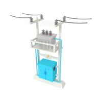 elettrico trasformatore con fili e un isolante contro il cielo ai generativo png