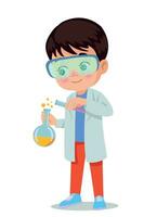 little scientist doing experiments and research vector