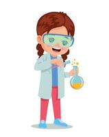 little scientist doing experiments and research vector