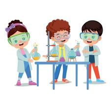 little scientist doing experiments and research vector