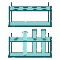 Stand for test tubes empty and with test tubes instruments for experiments vector cartoon illustration