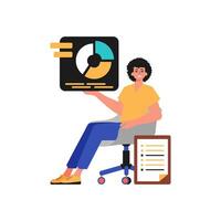 A man sitting on a chair holding a chart vector